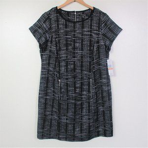 NWT Sharagano Knit Dress Size 16W Black & White